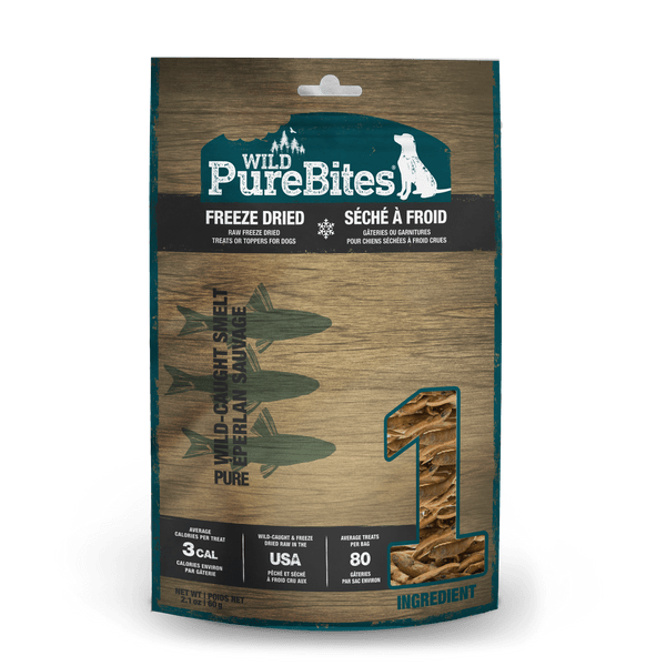 PureBites All - Natural Wild Freeze - Dried Smelt Canine Treats, Premium 60g (2.1 oz) Dog Snack