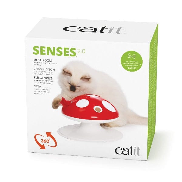 Catit Senses 2.0 360° Motion-Activated Mushroom Interactive Feather Toy for Cats