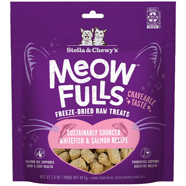 Stella & Chewy's Gourmet Meowfulls Cat Treats Made with Sustainably Sourced Whitefish and Salmon