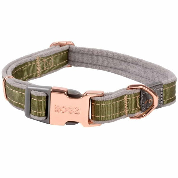 Rogz Urban Classic Dog Collar in Soothing Pastels with Rose Gold Trims