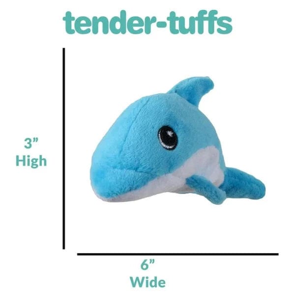 Tender-Tuffs Adorable Tiny Dolphin Plush Interactive Dog Toy for Small Dogs