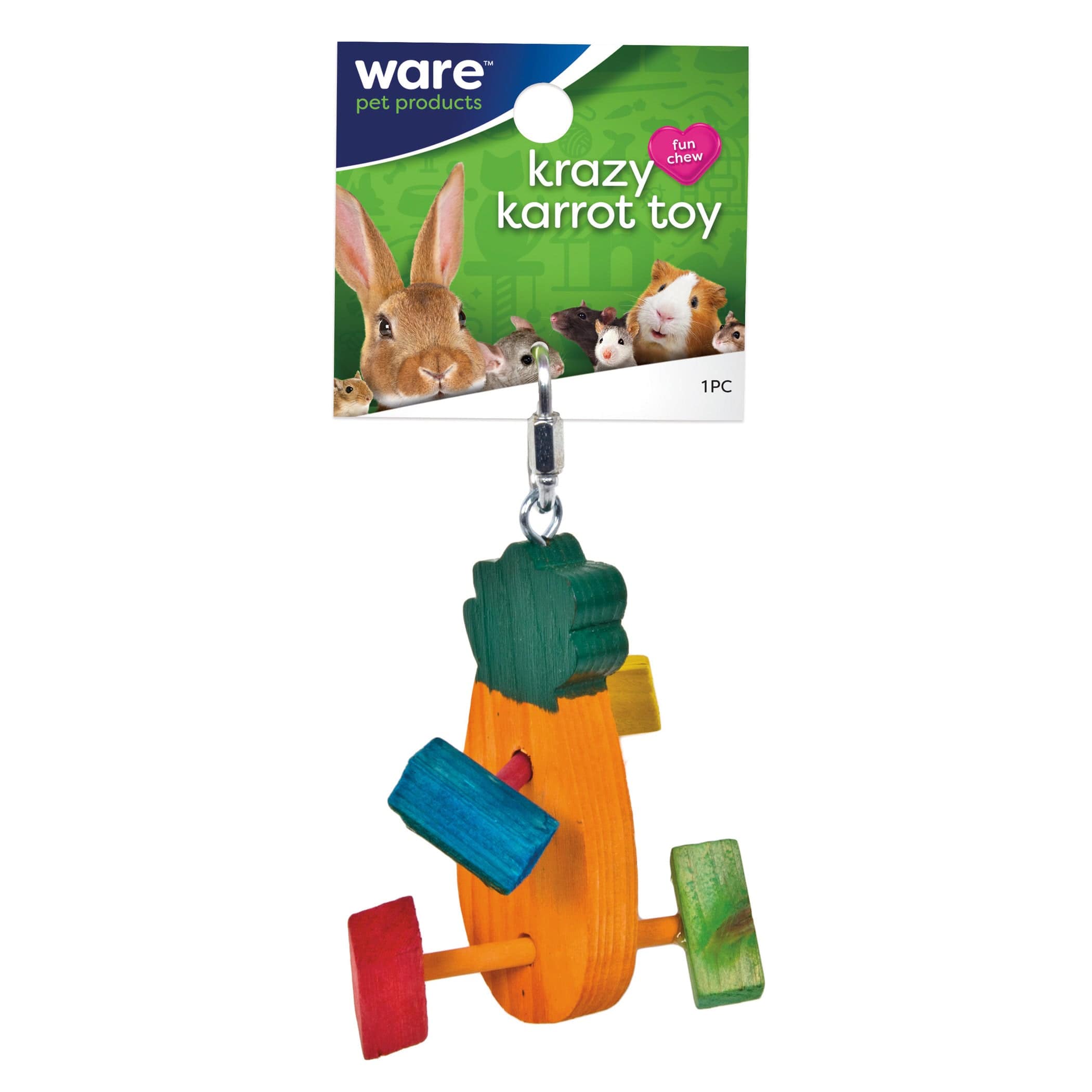 Wild and Crazy Carrot-Shaped All-Natural Pine Toy for Small Pets