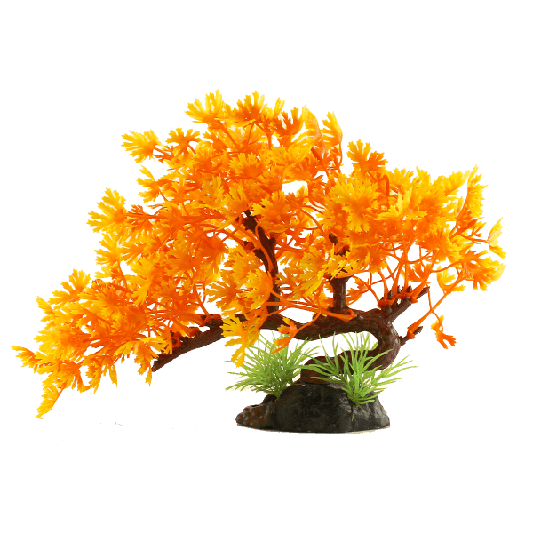Orange Plastic Aquarium Decorative Fish Gear Bonsai Tree for Aquariums
