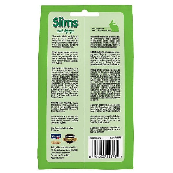 Vitakraft Alfalfa Slims Nibble Stick Treats - Ideal Daily Snack for Small Pets