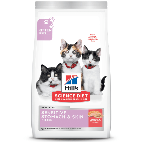 Hill's Science Diet 3.5lb Dry Kitten Food: Salmon & Brown Rice for Sensitive Stomachs & Skin