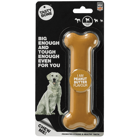 Delicious TastyBone Nylon Dog Chew Bone with Peanut Butter Flavour
