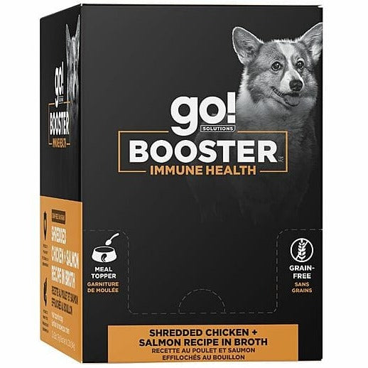 Go! Solutions Booster High - Quality Shredded Chicken and Salmon in Nutritious Bone Broth Dog Food Topper for Enhanced Immune Health