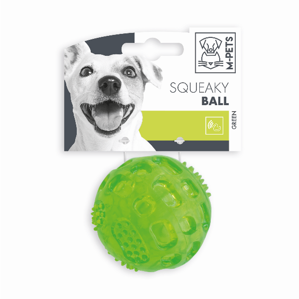 M-PETS Durable Squeaky Ball in Bright Colors for Small Dogs