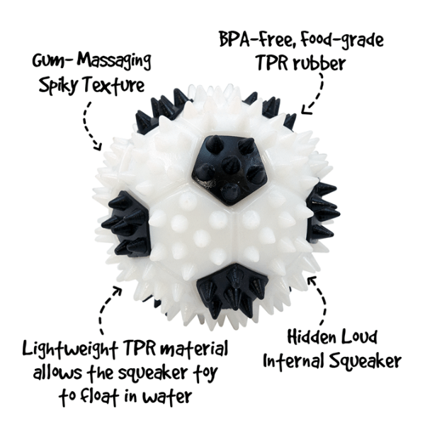 Gnawsome Interactive Squeaker Soccer Ball Toy for Small and Medium Dogs