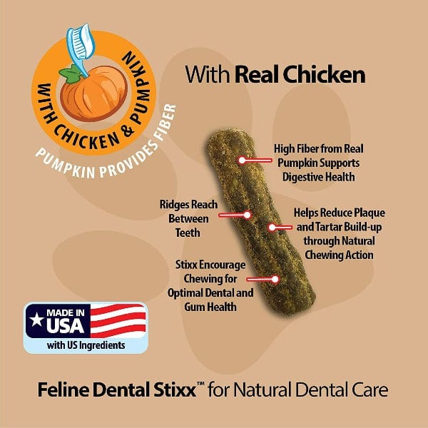 Emerald Pet Chicken & Pumpkin Feline Dental Sticks for Optimal Oral Care