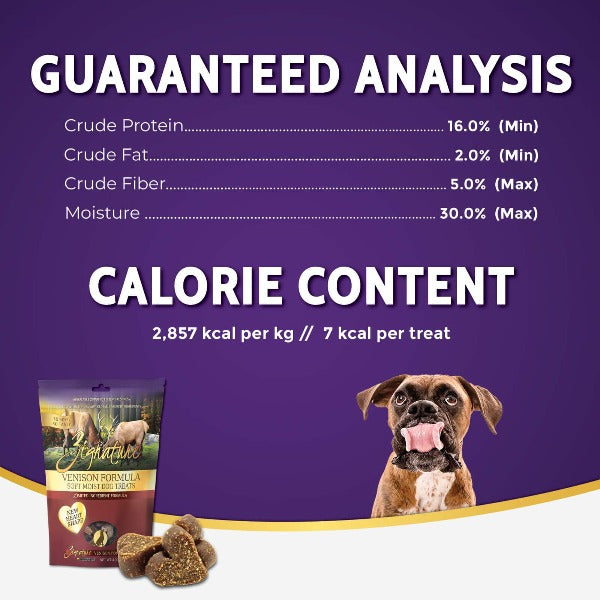 Zignature High - Quality Soft and Moist Venison - Based Formula Dog Treats for Canine Companions