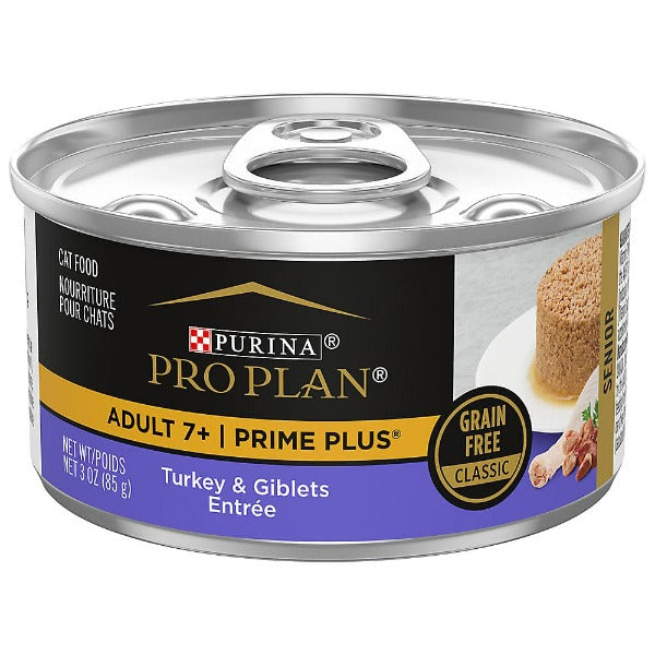 Purina Pro Plan Adult 7+ Prime Plus Premium Canned Turkey & Giblets Entree Wet Cat Food, 85g