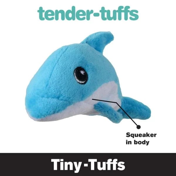 Tender-Tuffs Adorable Tiny Dolphin Plush Interactive Dog Toy for Small Dogs