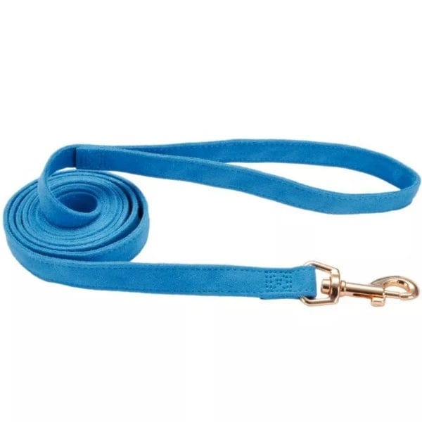 Fashionable Coastal Microfiber Dog Leash with Rose Gold Hardware