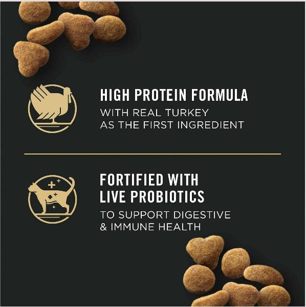 Purina Pro Plan High - Protein Adult Indoor Hairball Control Dry Cat Food with Real Turkey and Rice, 16 - pound Bag