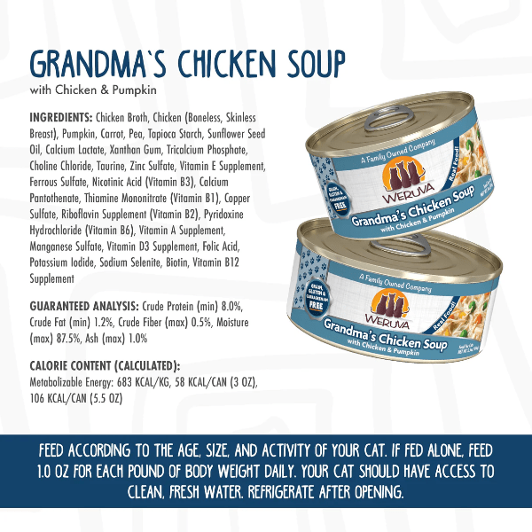 Weruva Canned Cat Food - Grandma's Chicken Soup with Chicken Breast and Pumpkin, 3.0 Ounce Can