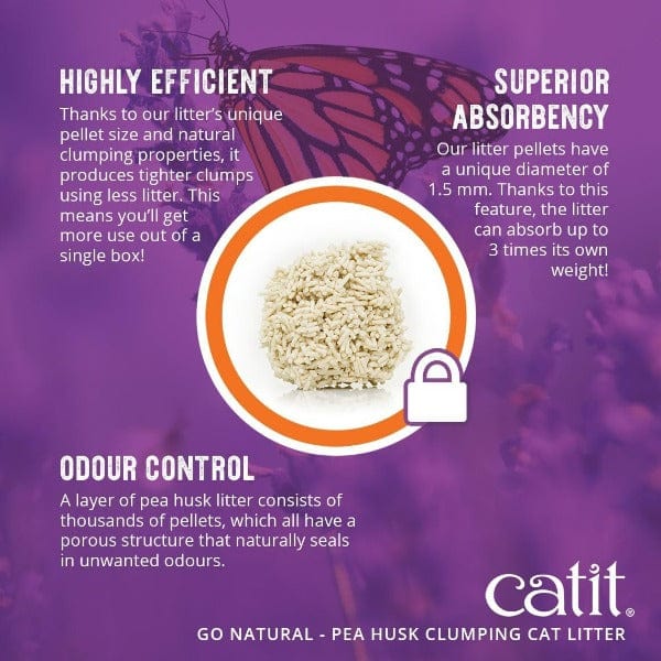 Catit Go Natural! High - Quality Pea Husk Vanilla - Scented Clumping Cat Litter, 5.6kg for Optimal Cat Comfort