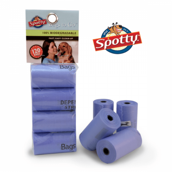100% Biodegradable Spotty Waste Bags for On-the-Go Use