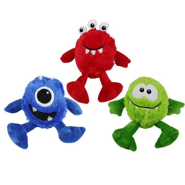 Multipet Assorted Colorful Plush Monster Dog Toys with Big Squeakers
