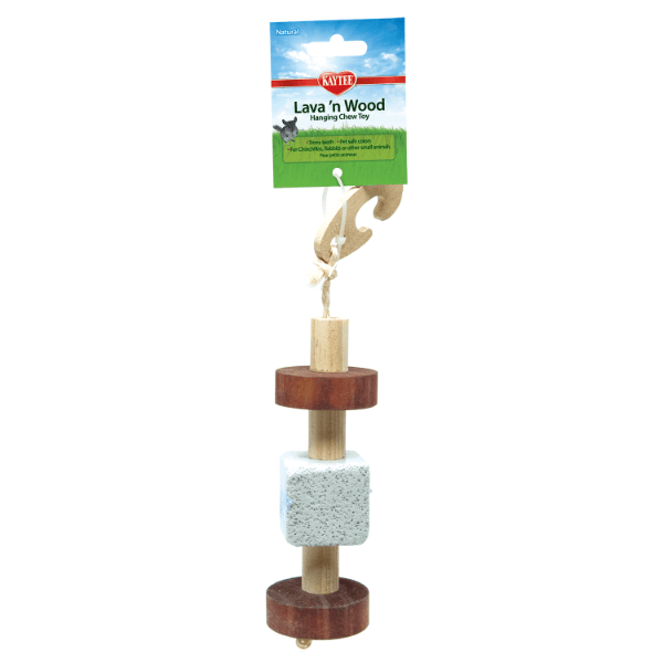 Kaytee Hanging Volcanic Rock and Natural Wood Chew Toy for Small Pets