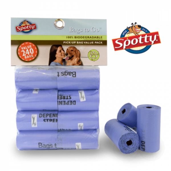 100% Biodegradable Spotty Waste Bags for On-the-Go Use