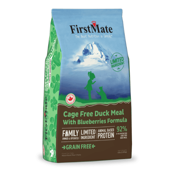 FirstMate Limited Ingredient Diet Dry Cat Food with Duck Meal and Blueberries, 1.81kg (4 lb) for All Life Stages