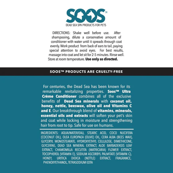 Soos Pets Premium Natural Ultra Cream Conditioner for Luscious Coats