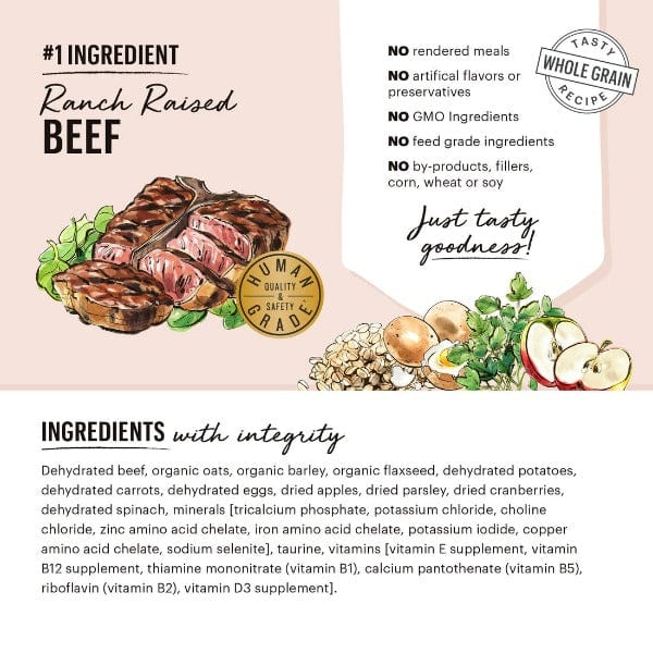 The Honest Kitchen High - Quality Whole Grain Dehydrated Beef Recipe Dog Food