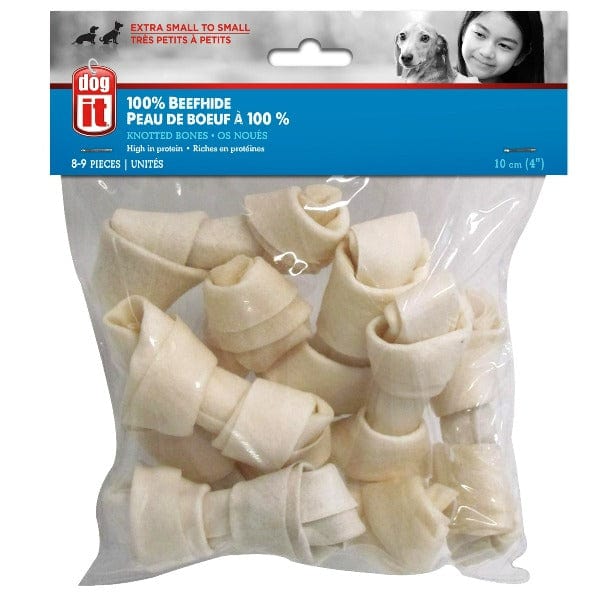 Dogit Premium White Beefhide Knotted Chew Bones for Canines