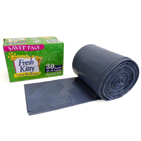 Fresh Kitty Jumbo Litter Box Liners with Ties - 30 Count Pack