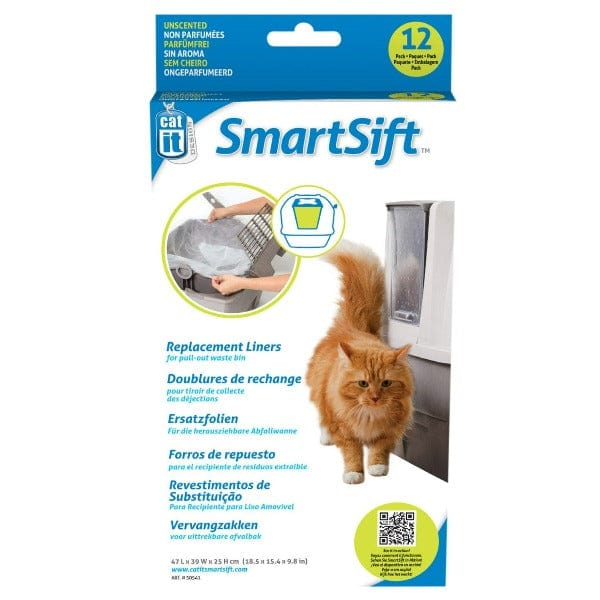 Catit Unscented Replacement Liners for SmartSift Cat Pan Base, 12-Pack