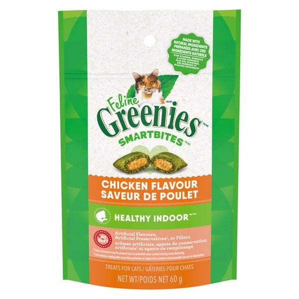 Healthy Indoor Cat Treats - Feline Greenies Smartbites with Delectable Chicken Flavor