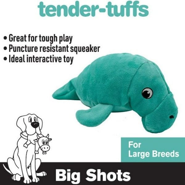 Tender-Tuffs Soft and Durable Big Shots Manatee Plush Toy for Dogs
