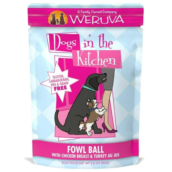 Premium Dog Food - Dogs in the Kitchen Fowl Ball Pouch with Diverse Proteins for Canine Delight