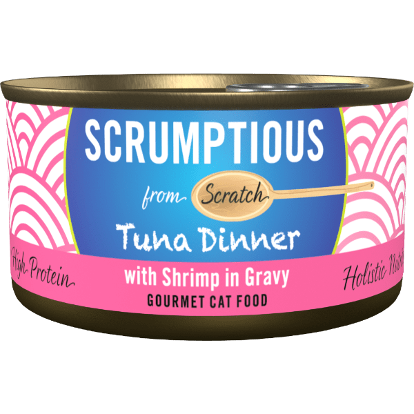Delicious Canned Cat Food: Scrumptious Tuna Dinner with Shrimp