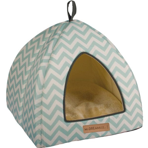 M-PETS Cozy Tent-Style Tasmania Blue and White Anti-Slip Pet House for Furry Friends