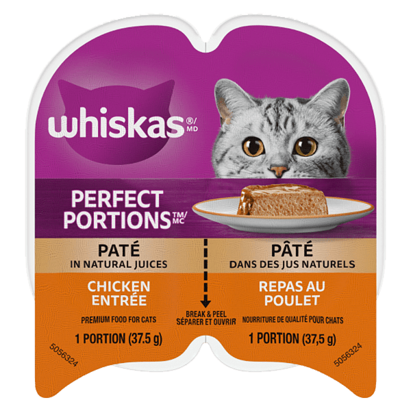 Whiskas Single - Serve Perfect Portions Chicken Pâté Wet Cat Food for Cats of All Life Stages