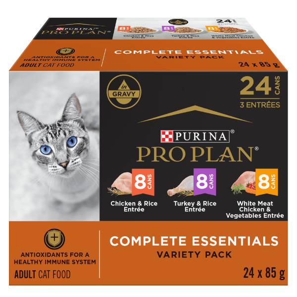 Purina Pro Plan Complete Essentials 24-Can Variety Pack of Chicken & Turkey Flavor Canned Cat Food