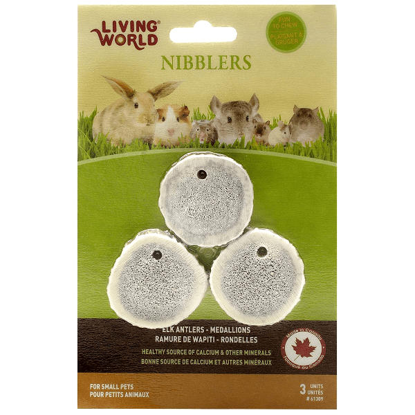 Living World Nibblers Small Animal Chewable Elk Antler Medallions for Optimal Dental Health