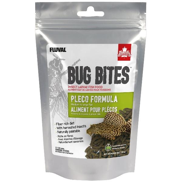 Fluval 130g Bug Bites Sinking Sticks - Pleco's Nutrient - Rich Formula