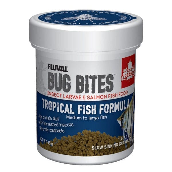 Fluval Tropical Fish Food - Bug Bites Slow Sinking Granules Formula, 45 Gram Package