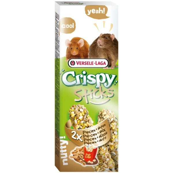 Versele-Laga Oven-Baked Crispy Snack Sticks for Pet Rats and Mice with Nuts and Popcorn Flavor