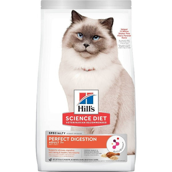 Hill's Science Diet Dry Cat Food - Chicken Recipe for Adult Cats 7+ with 3.5 lb, Perfect Digestion