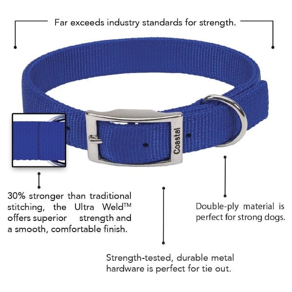 Coastal Double-Layered Nylon Pink Collar for Large Dogs