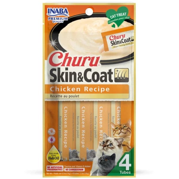 Inaba Churu Creamy Purée Cat Treats with Chicken Recipe for Skin and Coat Health