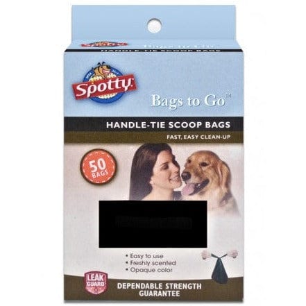 Spotty Brand Disposable Handle-Tie Waste Bags for Dogs - Convenient 50-Pack Set
