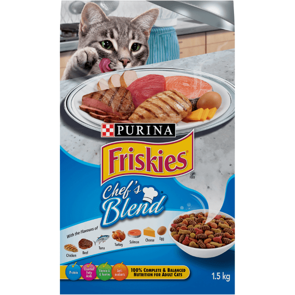 Friskies Chef's Blend High - Quality Dry Cat Food for Adult Cats, 1.5kg Package