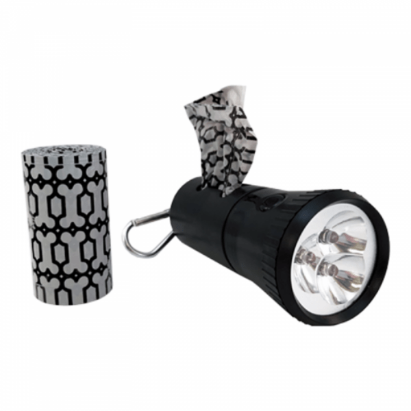 Spotty Brand Portable LED Flashlight Dog Waste Bag Dispenser for Nighttime Use