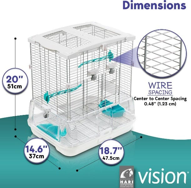 Hari Vision S01 Compact Wire Bird Cage for Budgies, Canaries, and Finches
