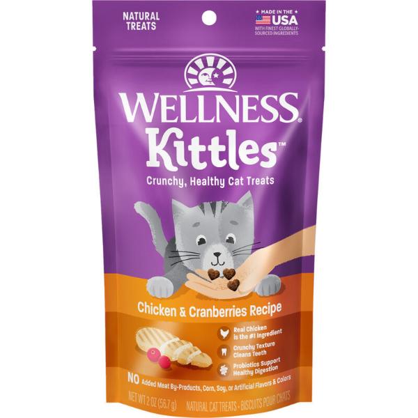 Wellness Kittles Premium Grain-Free Natural Chicken & Cranberries Cat Treats for Feline Delight